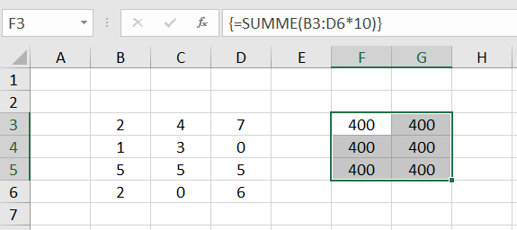 Excel Matrixformeln Beispiel 2.3