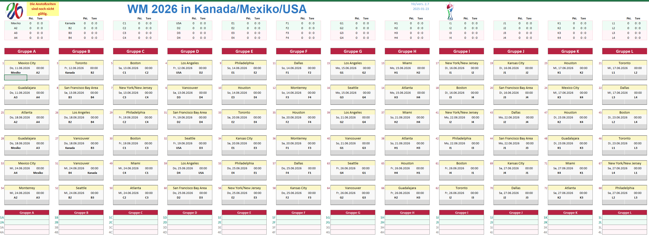 FIFA World Cup 2026 Excel Schedule