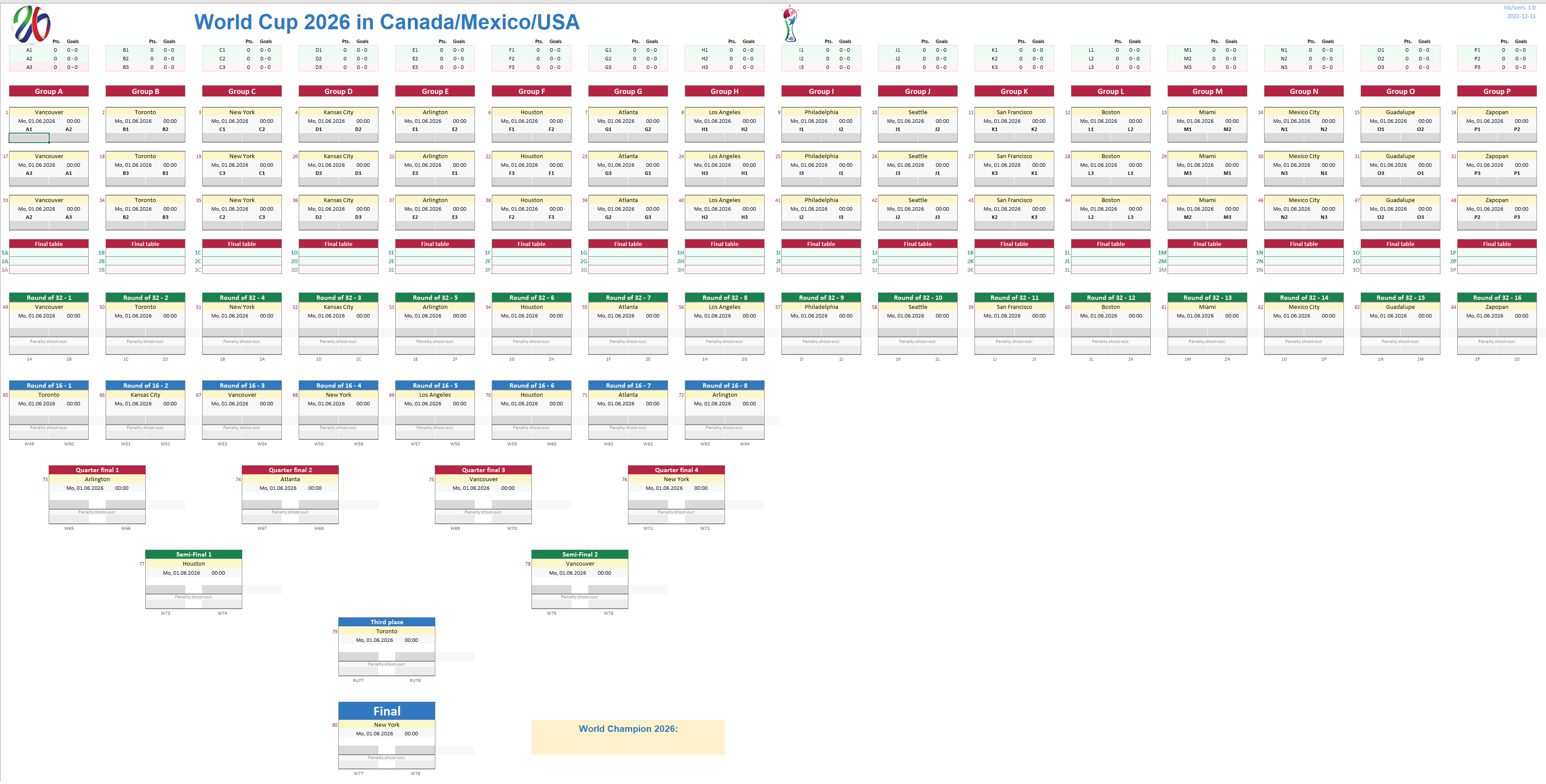 FIFA World Cup 2026 Excel Schedule Everything Fully Automatic