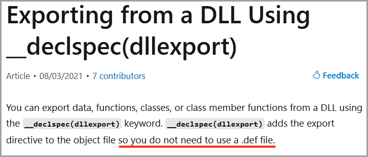 DEF file versus __declspec(dllexport)