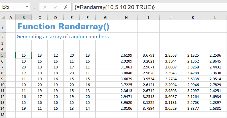 Example function Randarray