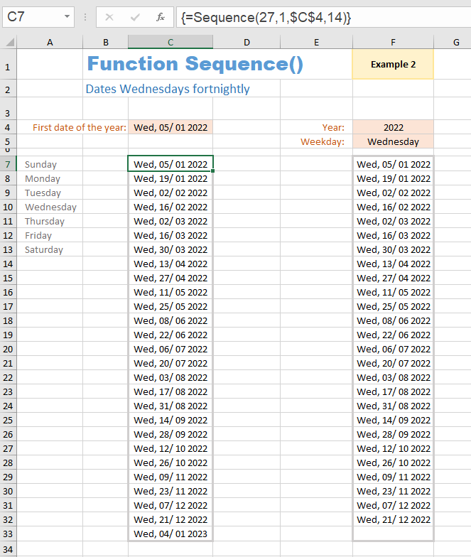 sequence formula excel