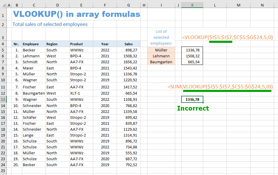 VLOOKUP in array formulas