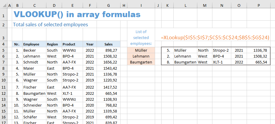 XLOOKUP in array formulas