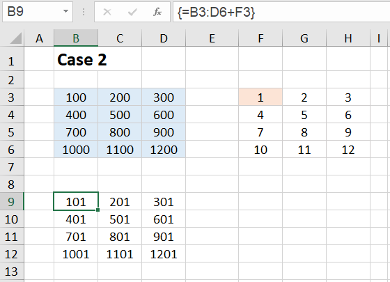 Excel Array formulas Case 2