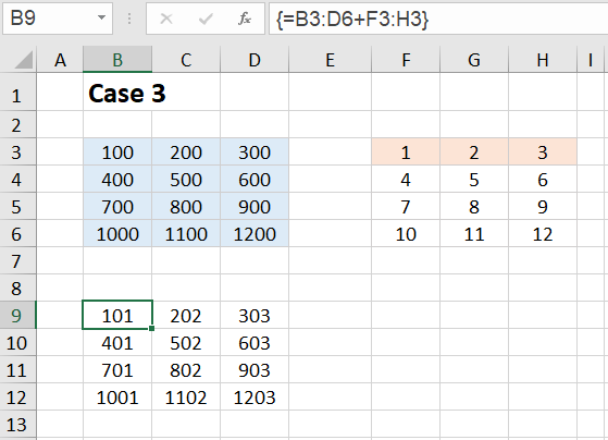 Excel Array formulas Case 3