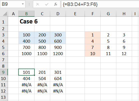 Excel Array formulas Case 6