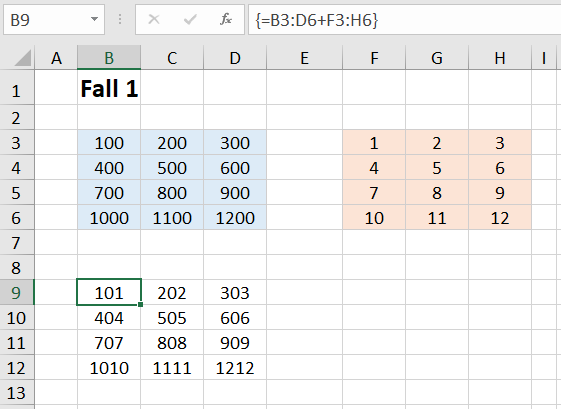 Excel Matrixformeln Fall 1