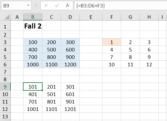 Excel Matrixformeln Fall 2