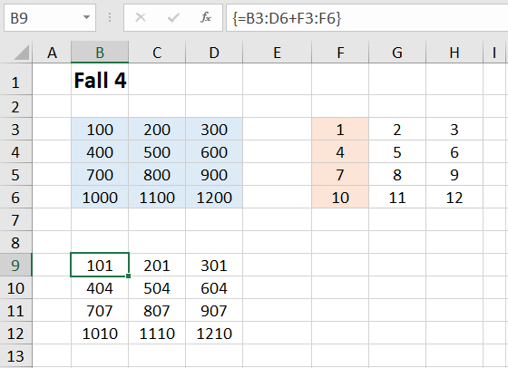 Excel Matrixformeln Fall 4