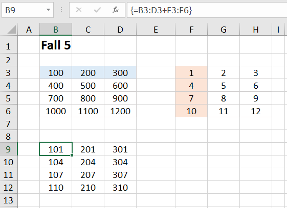 Excel Matrixformeln Fall 5