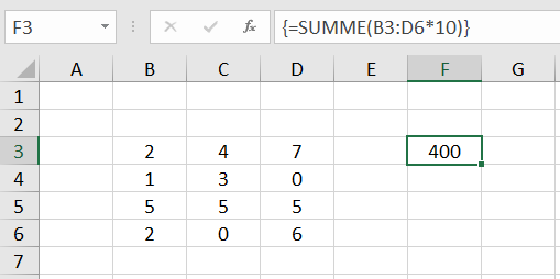 Excel Matrixformeln Beispiel 2.1